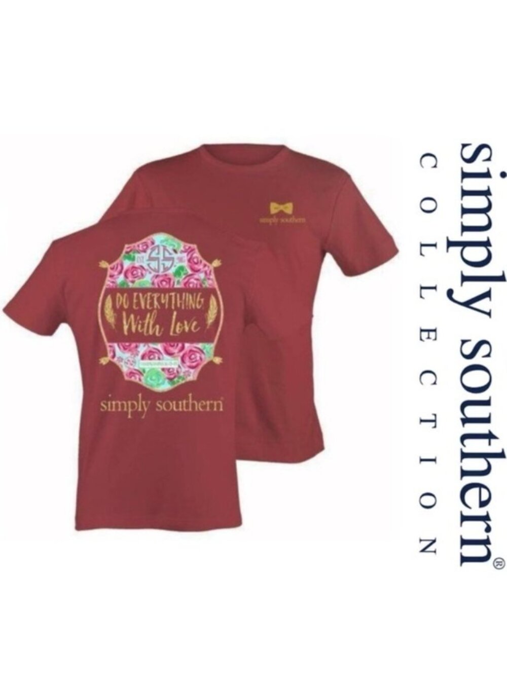 Simply Southern | Red & Gold "Do Everything With Love" Tee | Size Medium